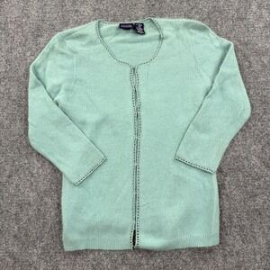HILLARD & HANSON Womens Mint Green Angora Blend Button Front Cardigan Sweater S